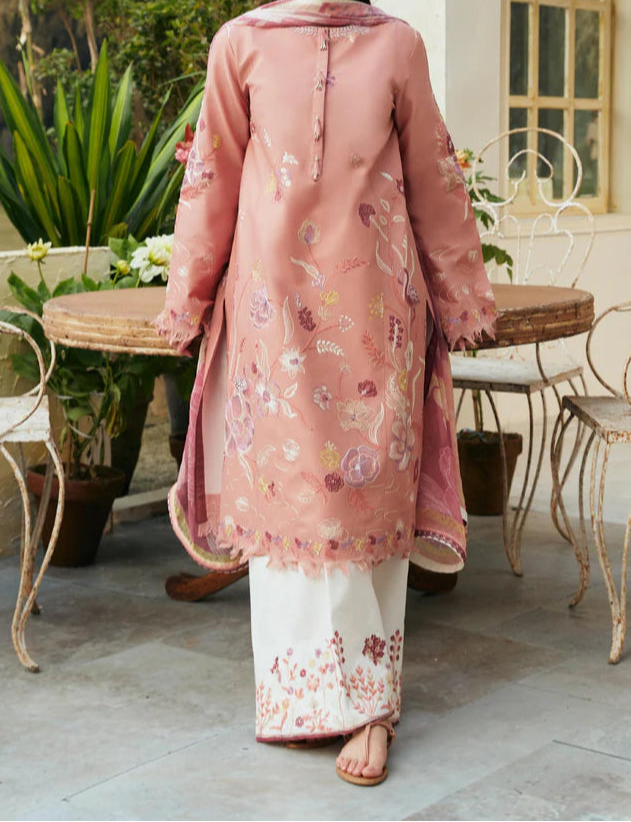 Grace S1221-Embroidered 3pc Lawn Dress With Printed Munar Dupatta.