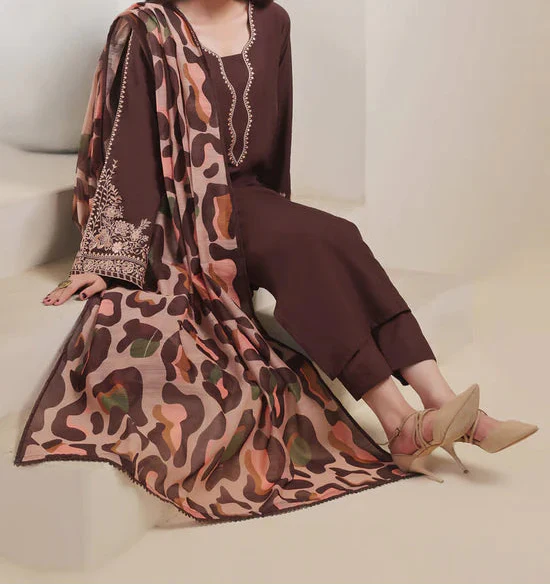 Grace Z-(S1369 )- Stitched Embroidered 3pc Lawn Dress With Printed Lawn Dupatta.