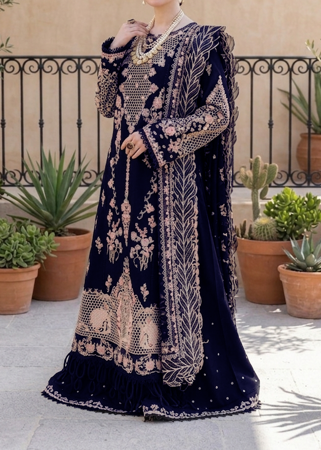 Grace S1233-Embroidered 3pc Lawn Dress With Embroidered  Munar Dupatta.
