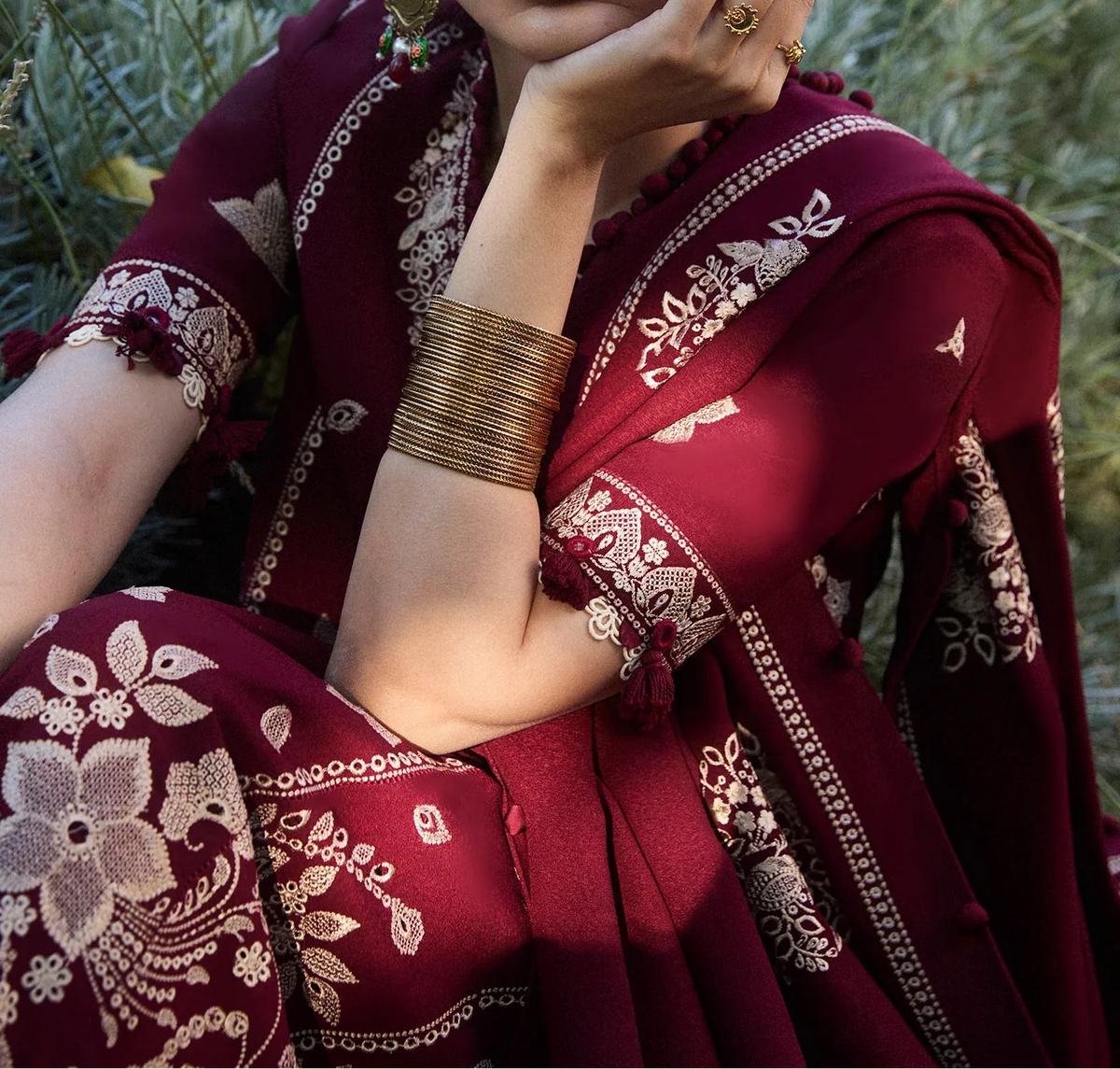 Grace Z-(S1431) - Stitched Embroidered 3pc CHIKANKARI Lawn Dress With Embroidered Lawn Dupatta.