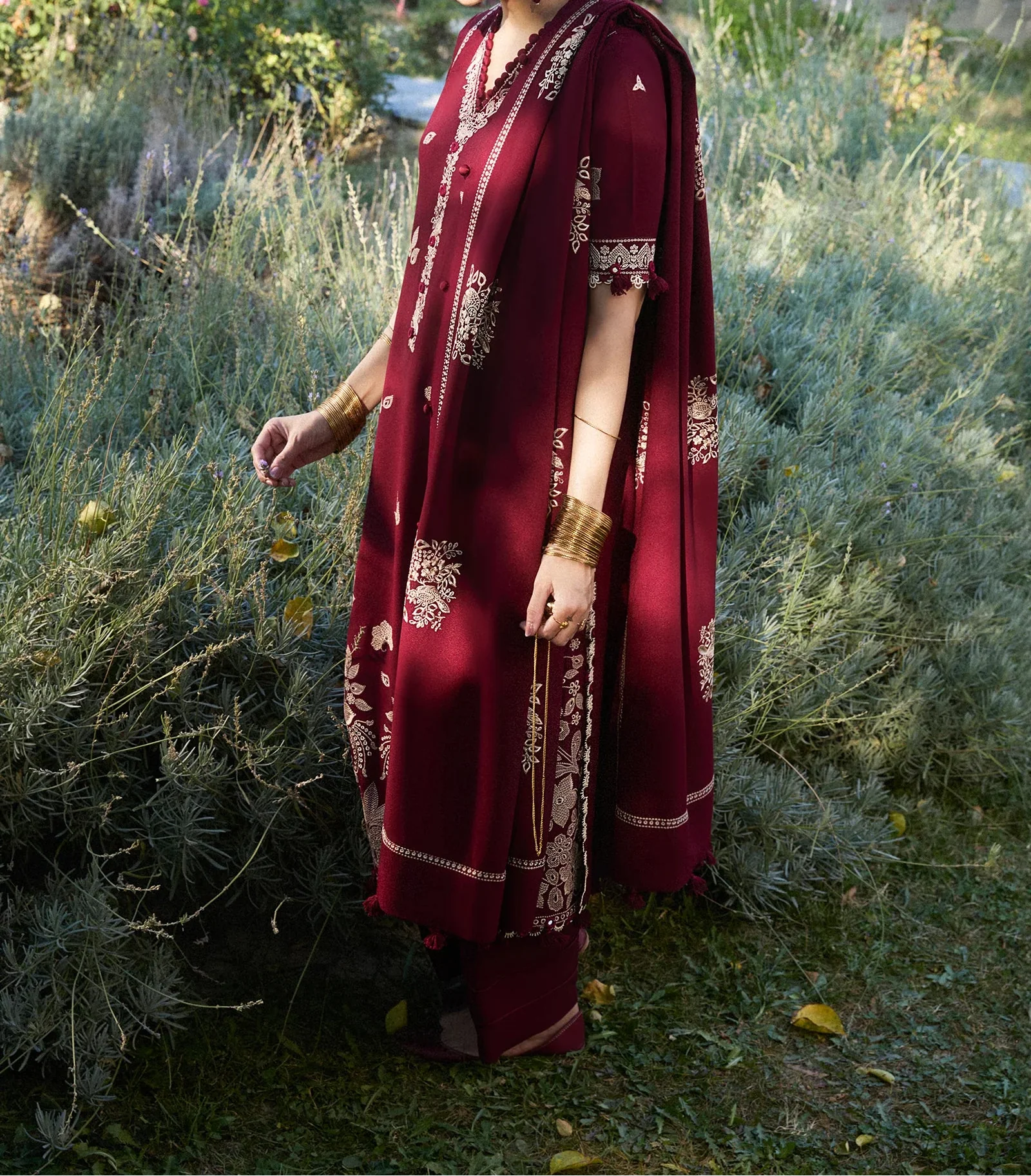 Grace Z-(S1431) - Stitched Embroidered 3pc CHIKANKARI Lawn Dress With Embroidered Lawn Dupatta.