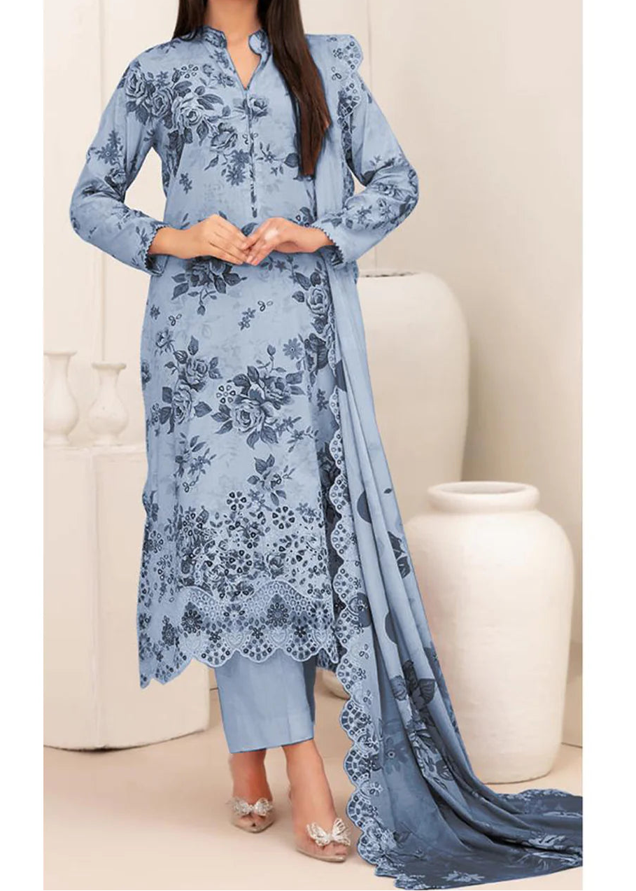 Grace S1317 - Printed &amp; Embroidered 3pc Lawn Dress With Embroidered Chiffon Dupatta.