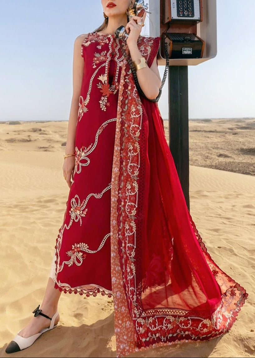 Grace S1142-Embroidered 3pc CHIKANKARI Lawn Dress With Printed Munar Dupatta.