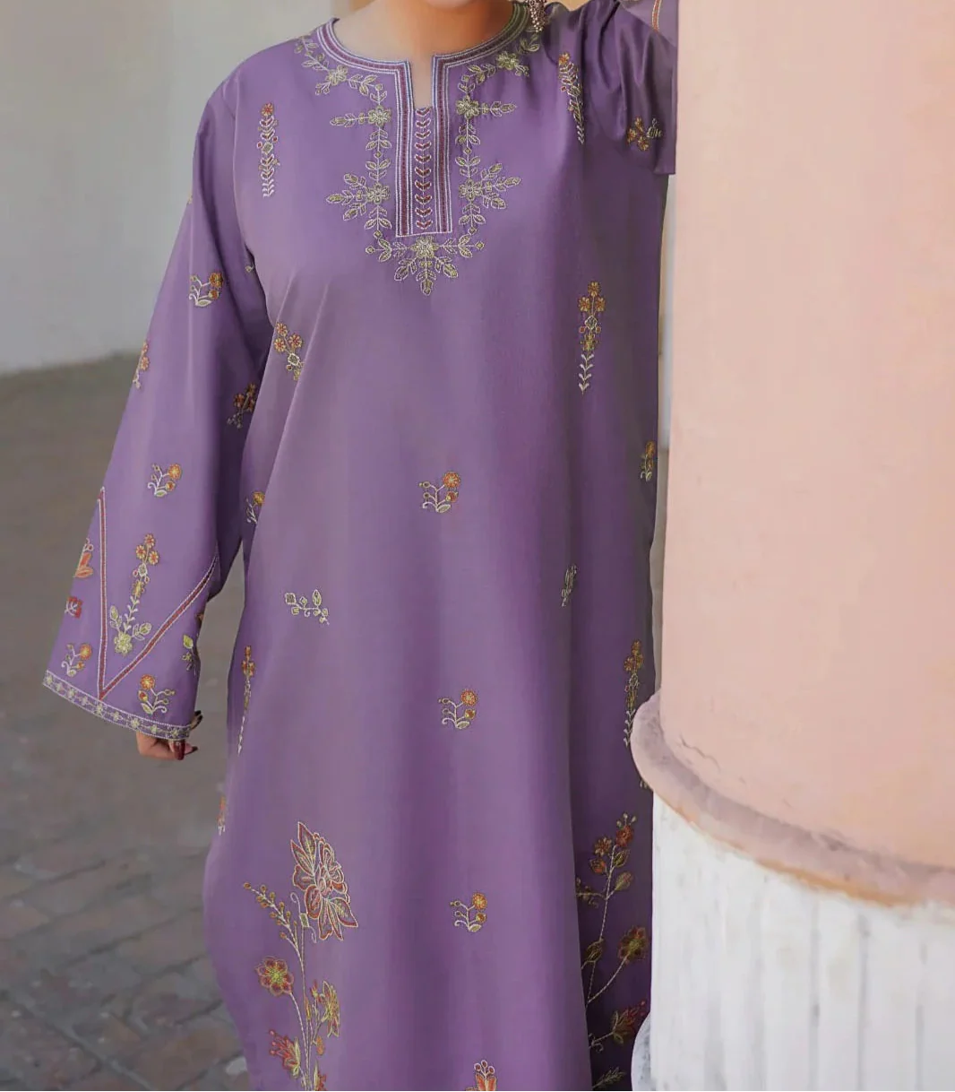 Grace Z-(W705) - Stitched Embroidered 2pc Marina Dress
