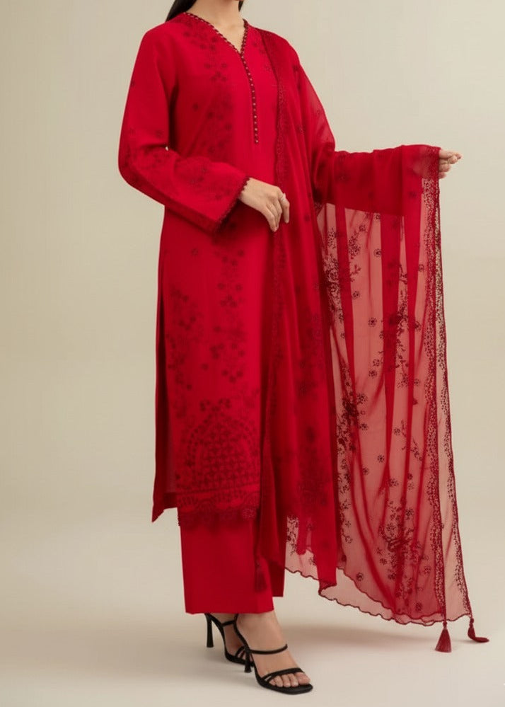 Grace W852-Embroidered 3pc Chikankari Marina Dress With Embroidered  Chikankari Chiffon Dupatta.
