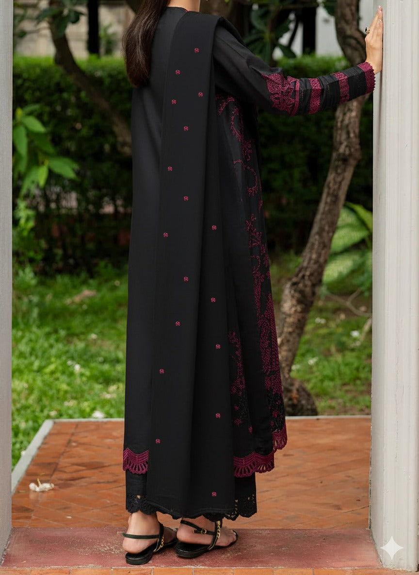 Grace W850-Embroidered 3pc Chikankari Marina Dress With Embroidered Chiffon Dupatta.