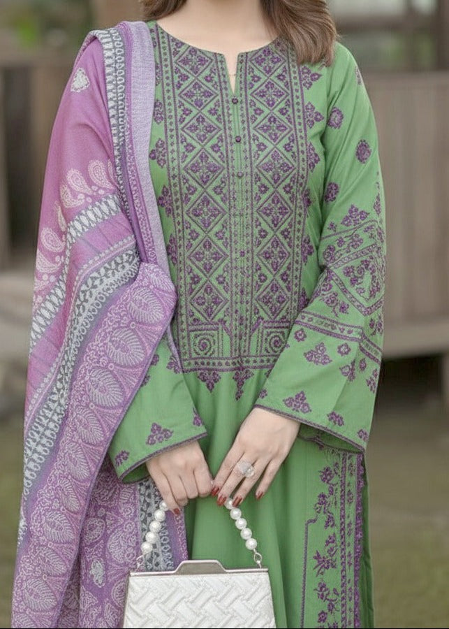 Grace S1295-Embroidered 3pc Lawn Dress With Printed Lawn Dupatta.
