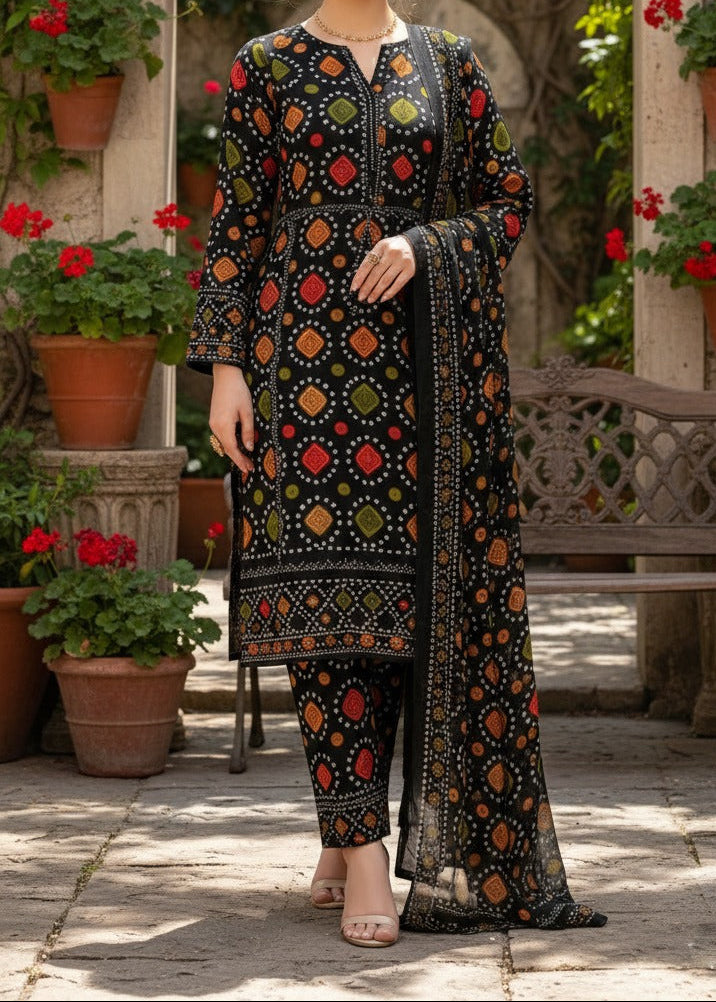 Grace S1333 - Printed &amp; Embroidered 3pc Lawn Dress With Embroidered Chiffon Dupatta.