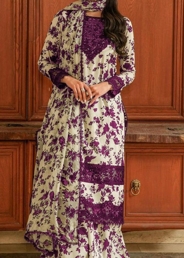 Grace S1336 - Printed &amp; Embroidered 3pc Lawn Dress With Embroidered Chiffon Dupatta.