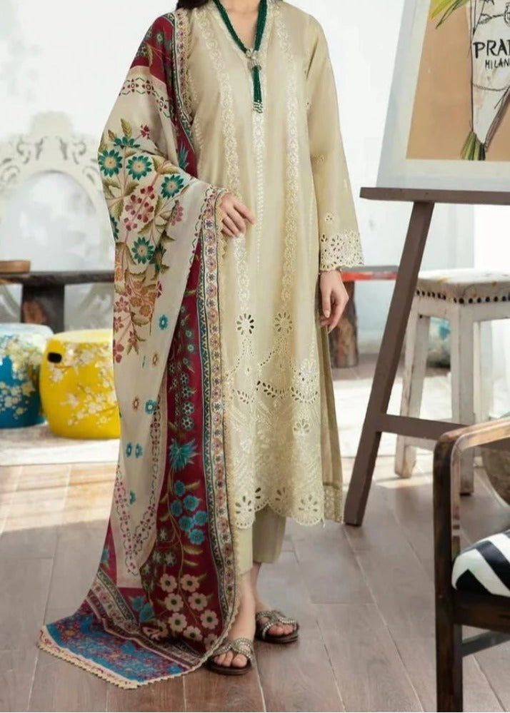 Grace S1224-Embroidered 3pc CHIKANKARI Lawn Dress With Printed Lawn Dupatta.