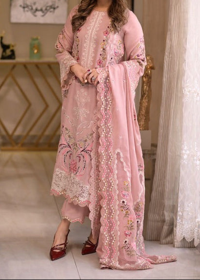 Grace S1378 - Embroidered 3pc Lawn Dress With Embroidered Cotton Net Dupatta.