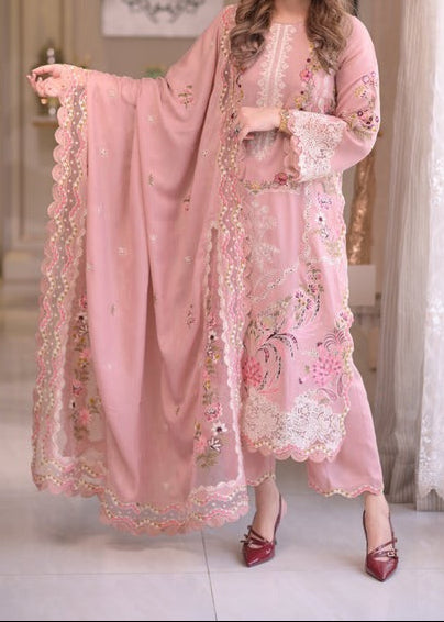 Grace S1378 - Embroidered 3pc Lawn Dress With Embroidered Cotton Net Dupatta.