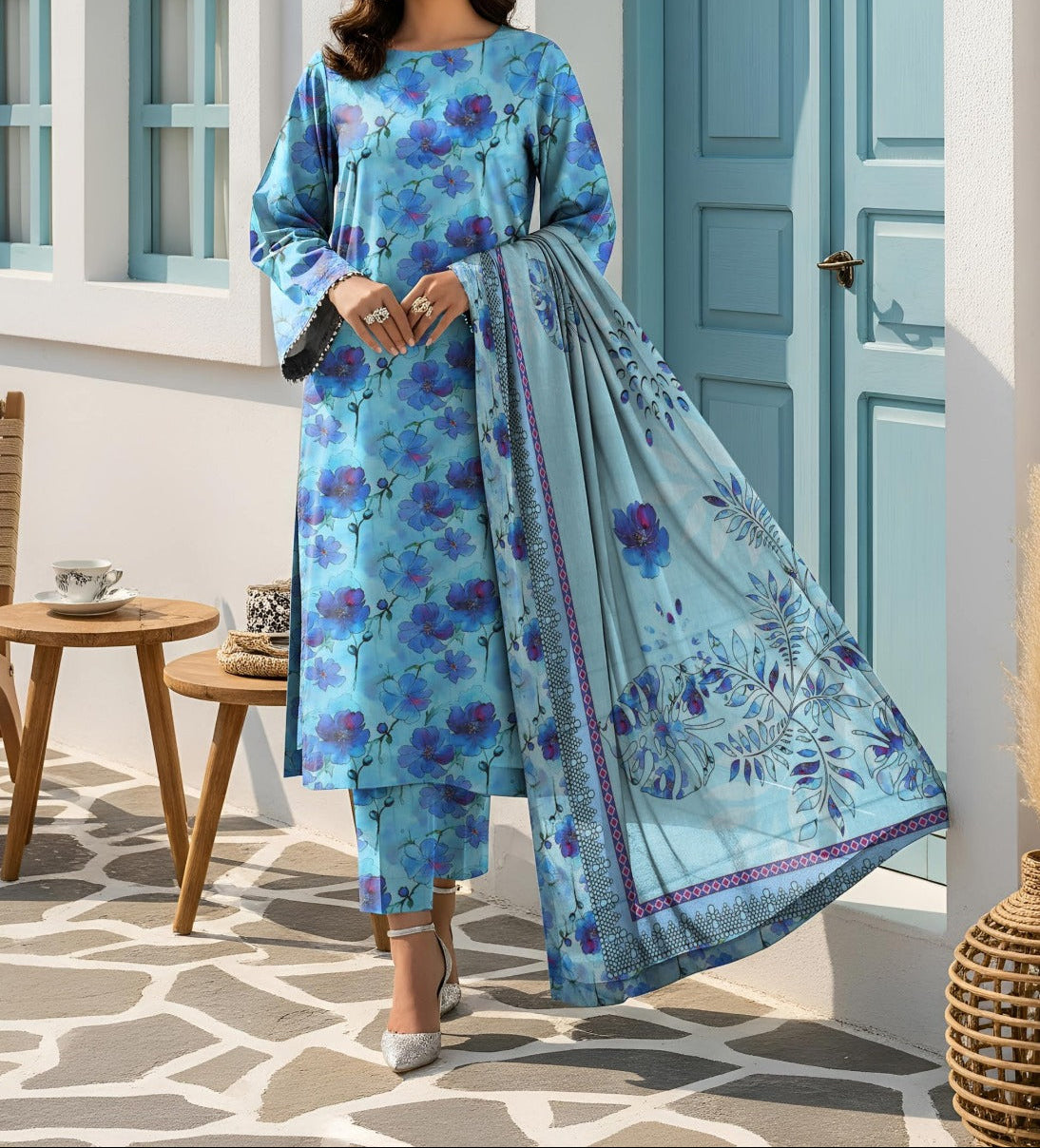Grace S1414- Digital Printed 3pc Lawn Dress With Printed Lawn Dupatta.