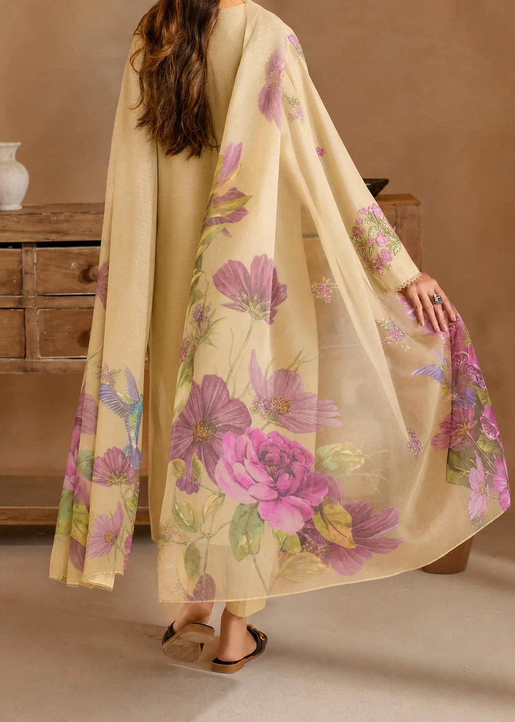 Grace Z-(S1492) - Stitched Embroidered 3pc Lawn Dress With Printed Lawn Dupatta.