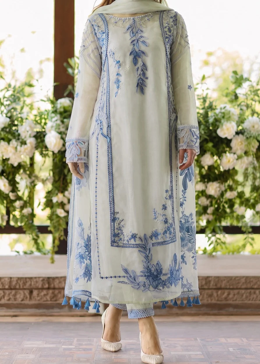 Grace W1080 - Embroidered 3pc Marina  Dress With Embroidered Chiffon Dupatta.