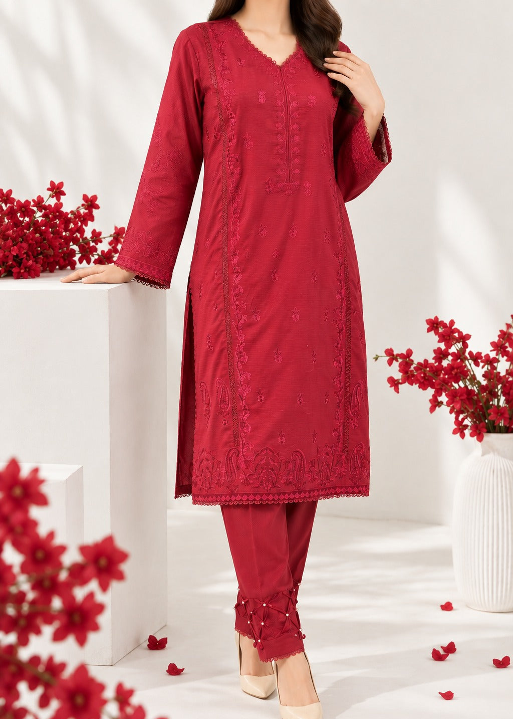 Grace S1613-Embroidered 2pc Lawn Dress.