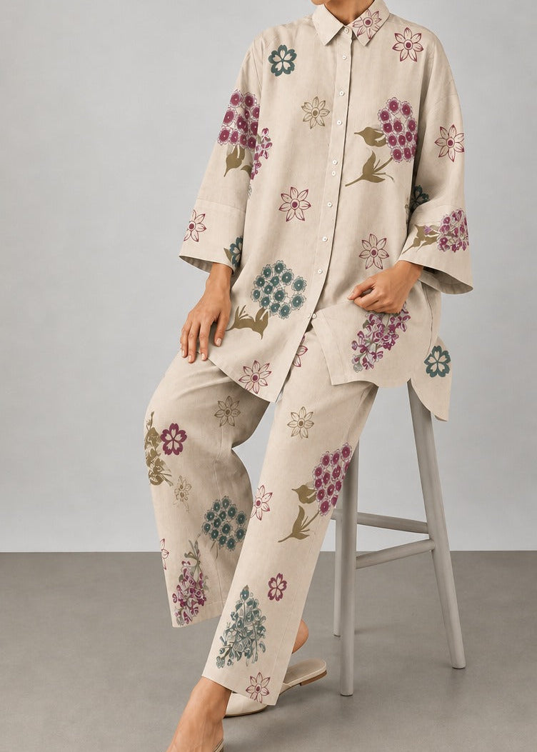Grace W1064 - Digital Printed 2pc Silk Dress.