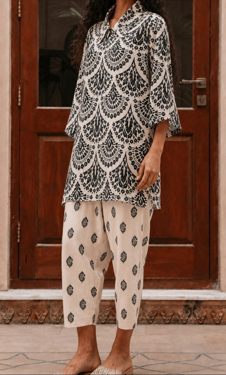 Grace W1067 - Digital Printed 2pc Silk Dress.