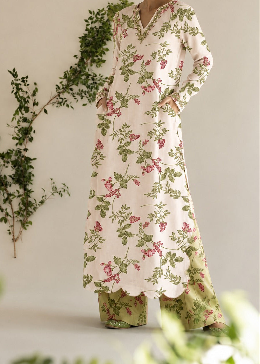 Grace W1061 - Digital Printed 2pc Silk Dress.