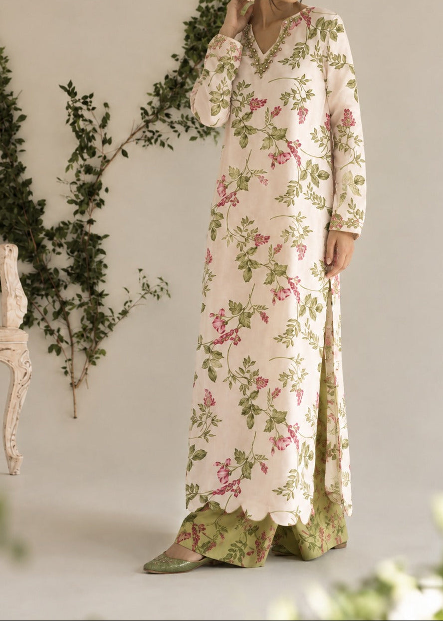 Grace W1061 - Digital Printed 2pc Silk Dress.