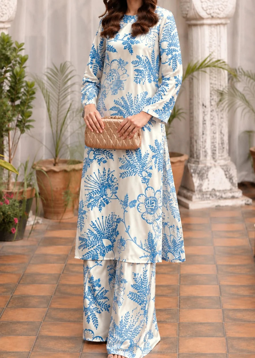 Grace Z-(W1065) - Stitched Digital Printed 2pc Silk Dress.