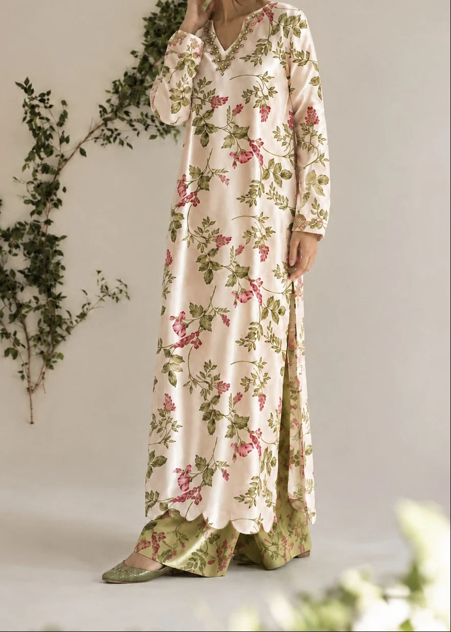 Grace Z-(W1061) - Stitched Digital Printed 2pc Silk Dress.