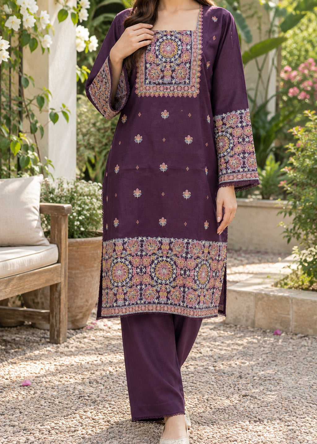 Grace S1630-Embroidered 2pc Lawn Dress.