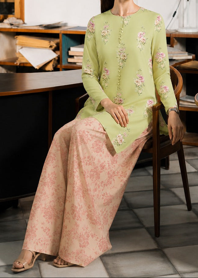 Grace W1059 - Digital Printed 2pc Silk Dress.