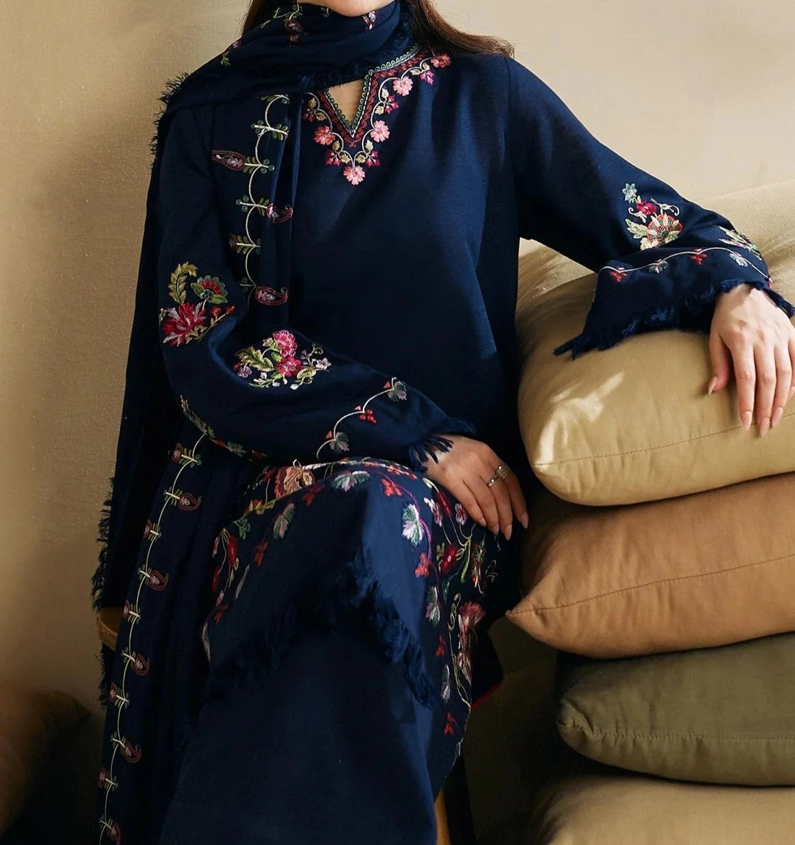 Grace W633- Embroidered 2pc marina dress