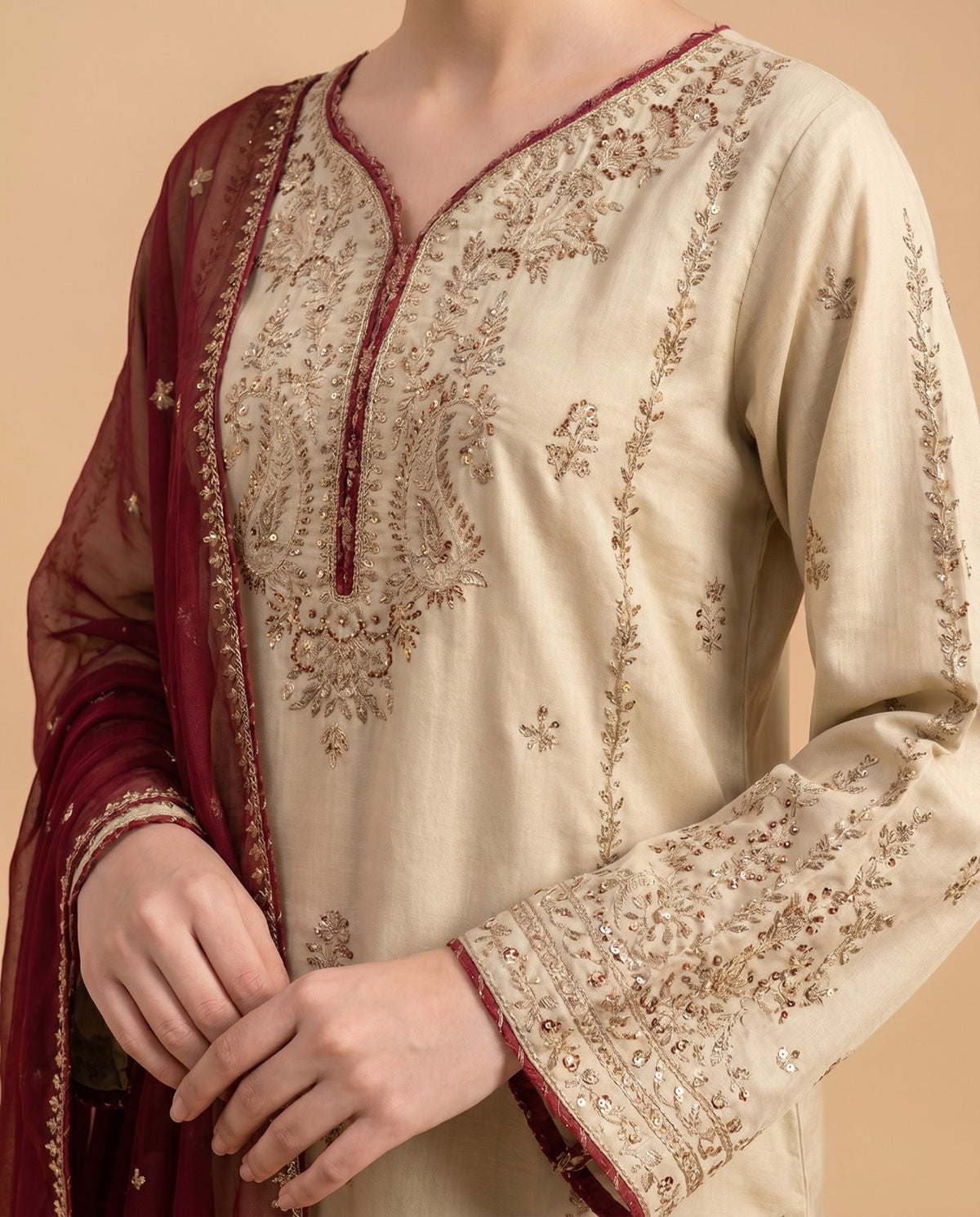 Grace S1433 - Embroidered 3pc Lawn Dress With Embroidered Chiffon Dupatta.