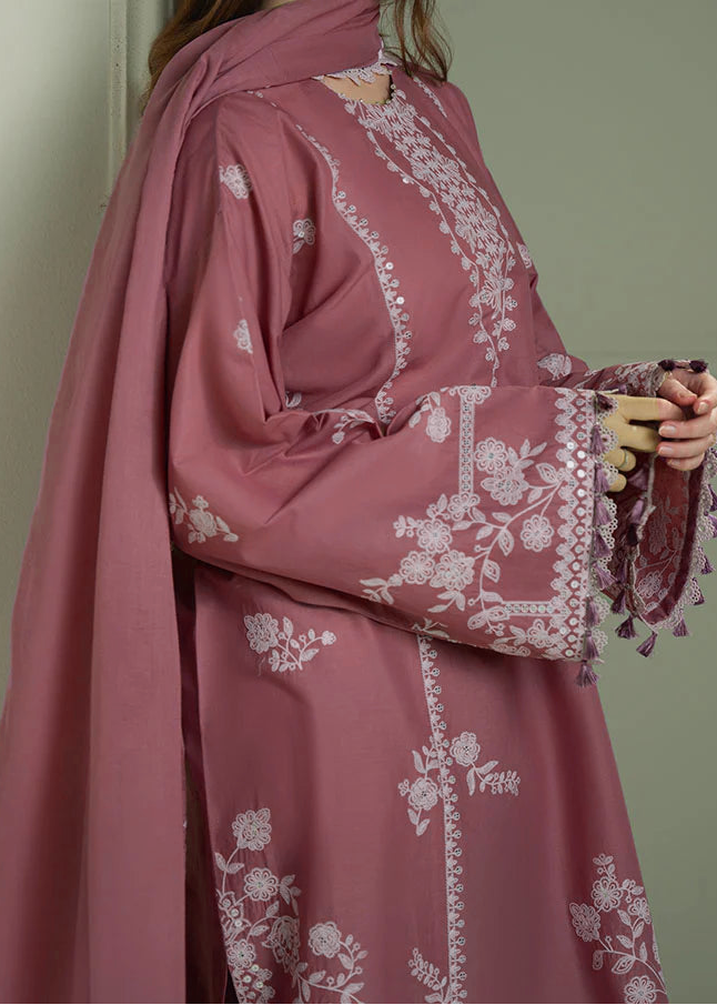 Grace W800-Embroidered 3pc Marina Dress With Embroidered Chiffon Dupatta.