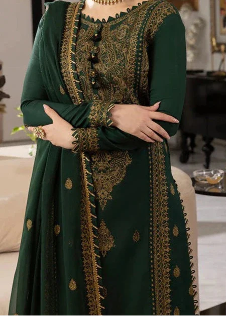 Grace Z-(W766 ) - Stitched Embroidered 3pc Marina Dress With Embroidered Chiffon Dupatta.