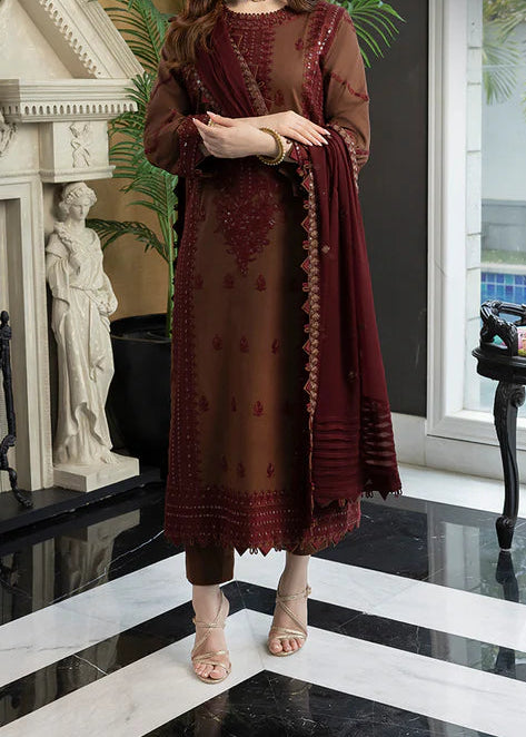 Grace W786-Embroidered 3pc Marina Dress With Embroidered Chiffon Dupatta.
