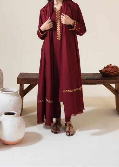 Grace W972-Embroidered 3pc Marina Dress With Embroidered Marina Shawl.