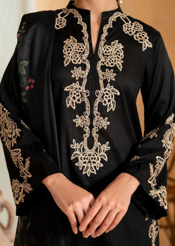 Grace W844-Embroidered 3pc Marina Dress With Printed Shawl.
