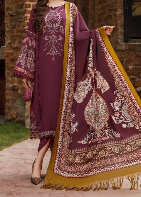 Grace W797-Embroidered 3pc Marina Dress With Printed Shawl.