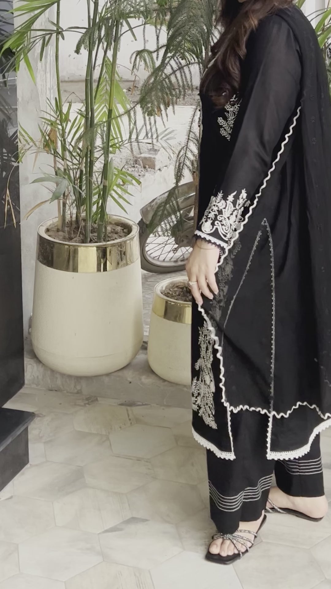 Grace W678- Embroidered 2pc Linen dress