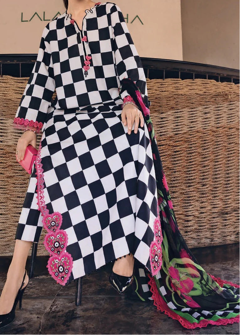 Grace S1352 - Printed & Embroidered 3pc Lawn Dress With Embroidered  Sequence Chiffon Dupatta.