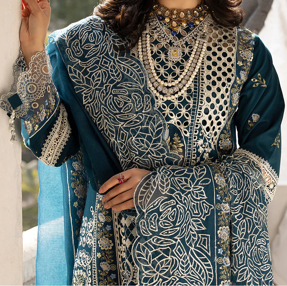 Grace S1545 - Embroidered 3pc Lawn Dress With Printed Chiffon Dupatta.