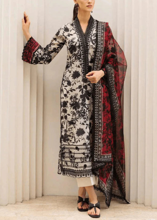 Grace S1104-Printed &amp; Embroidered 3pc Lawn dress with Digital Printed Lawn Dupatta.