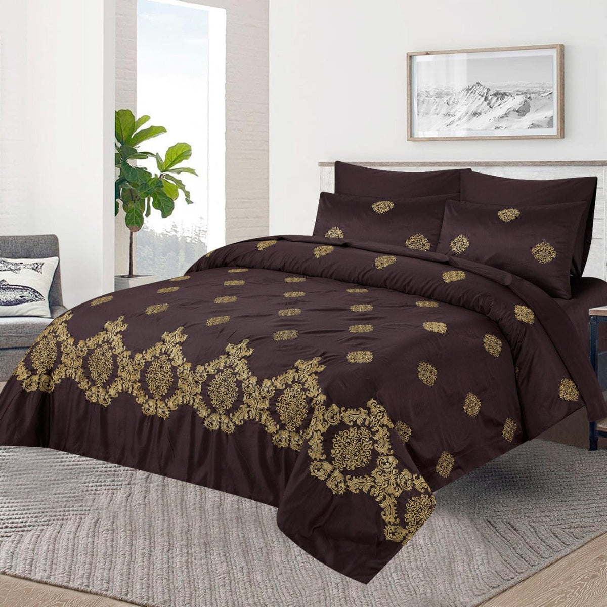FL0012- Embroidered Duvet Cover Set (Luxury Sateen).