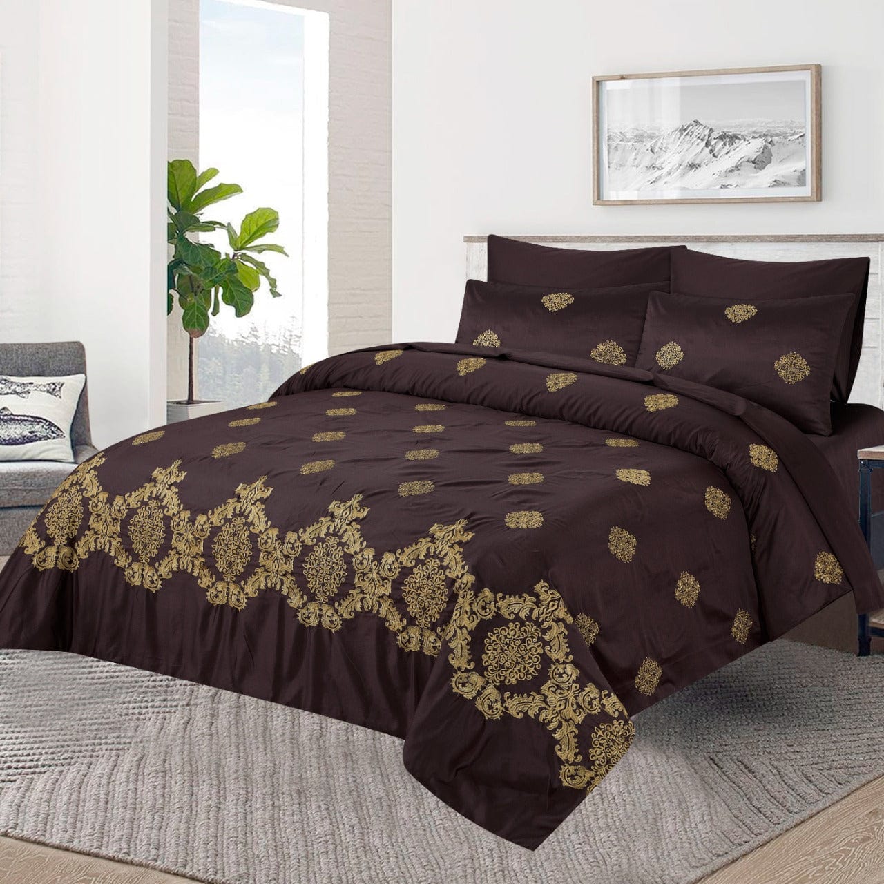 FL0012- Embroidered Duvet Cover Set (Luxury Sateen).
